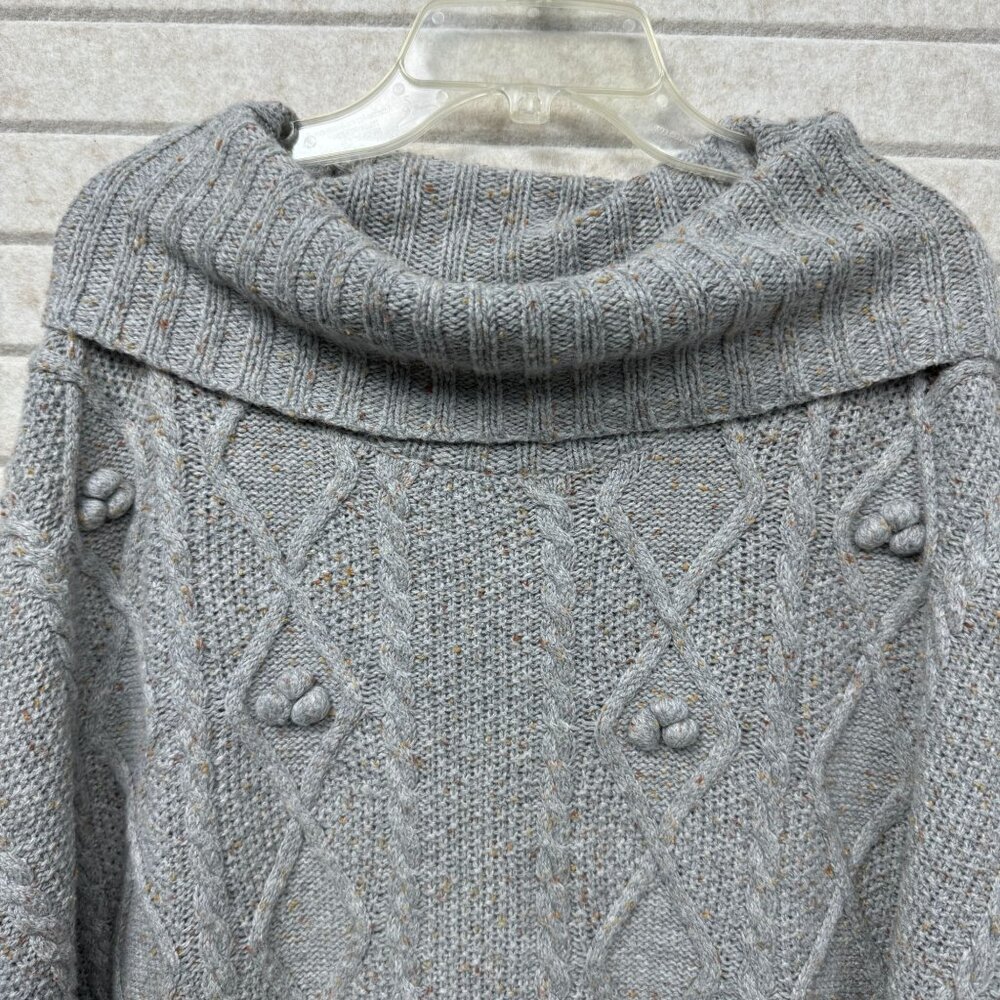 Talbots Gray Cable Knit Poncho - image 3